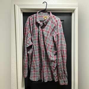 The Foundry Supply Co Gray and Red Casual Button Down Shirt